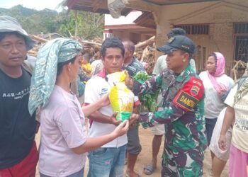 Sambangi Pengungsi di Tengah Banjir Bandang, Dandim 0211/Tapteng Salurkan Bantuan