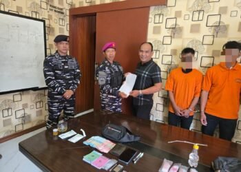 2 Pria di Langkat Diringkus Personel Kamla Marinir, Sabu 4,92 gram dan Uang Jutaan Disita