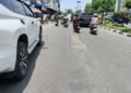 Pengendara Motor Terjatuh, Proyek Jalan Tambal Sulam di Kota Binjai Makan Korban