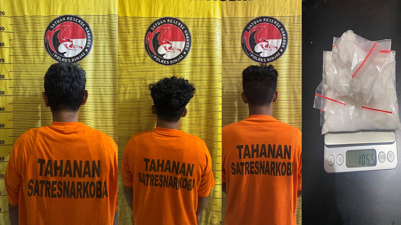 Jaringan Narkoba Kota Binjai-Deliserdang, 3 Pria Diringkus serta 117 Gram Sabu Disita