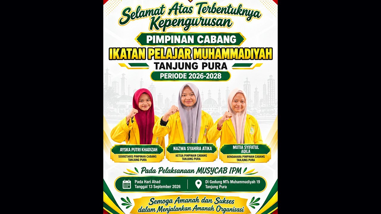 Muscab IPM Muhammadiyah Tanjung Pura, Nazwa Syahira Terpilih Jadi Ketua Pimpinan Cabang