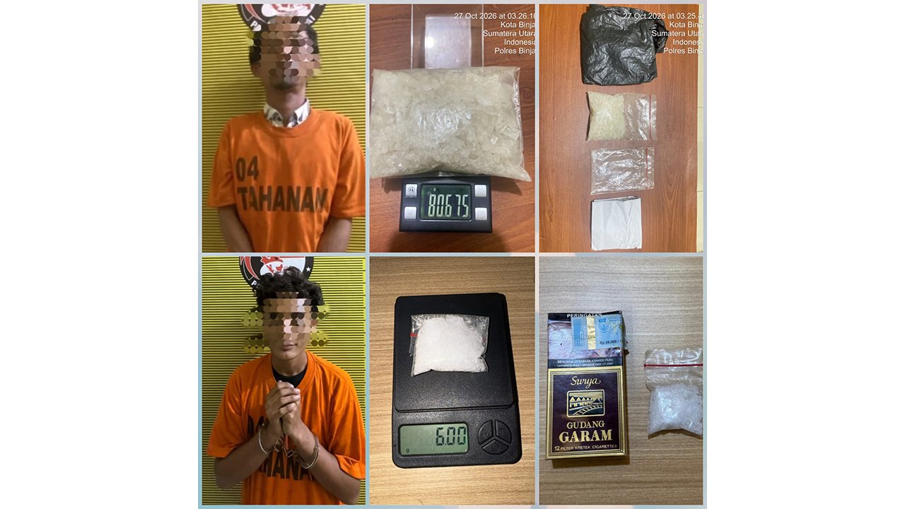 Dua Pria Diringkus Polisi di Kota Binjai, Nekat Kantongi 86,67 Gram Sabu